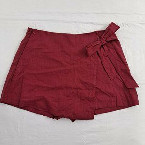 Skort Women's Shorts Skirt Tied Zipper Side Closure burgundy S/M